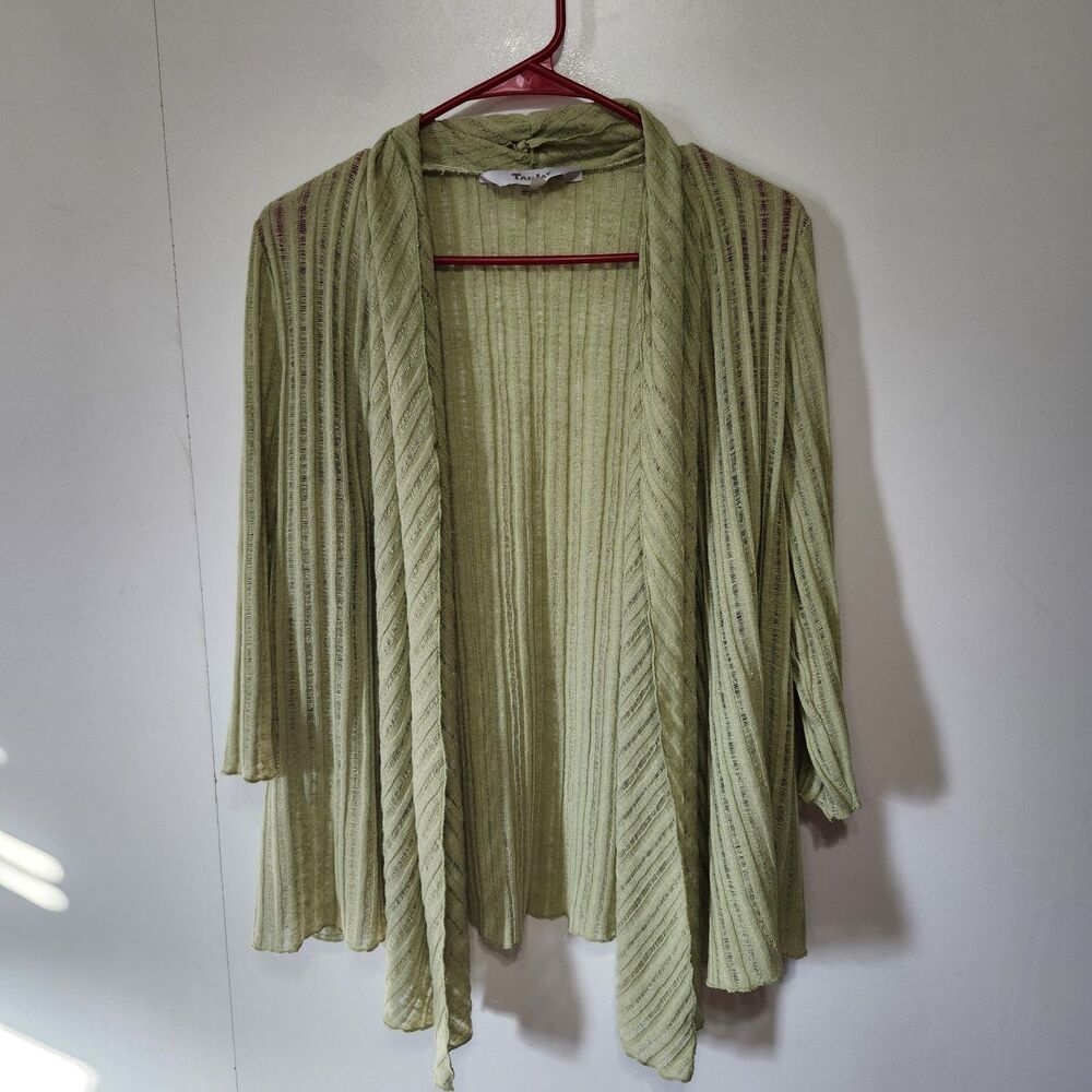 Tanjay Women’s Open Front Cardigan Sweater Light Green Lime Medium